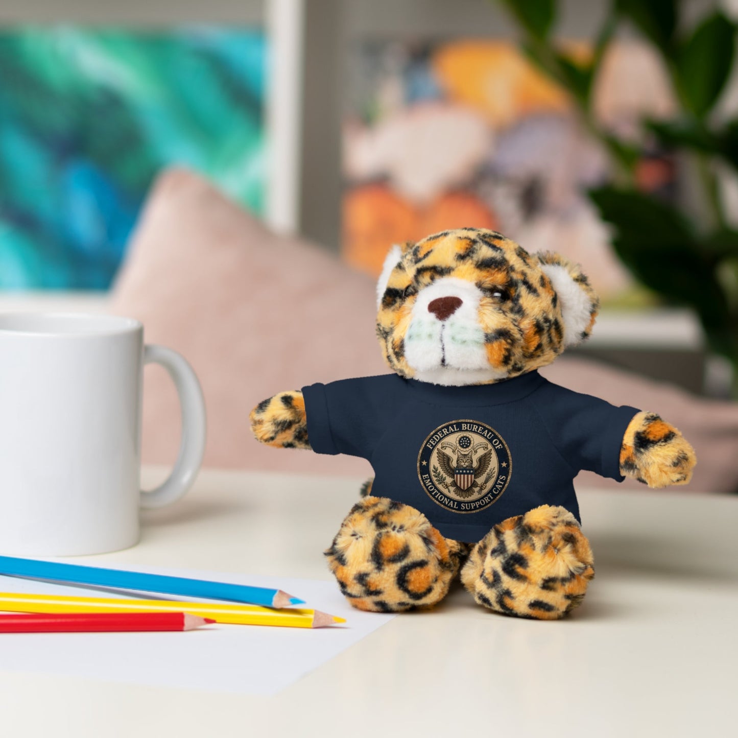 Emotional Support Cats Plush Toy with T-Shirt (Jaguar or Lion)