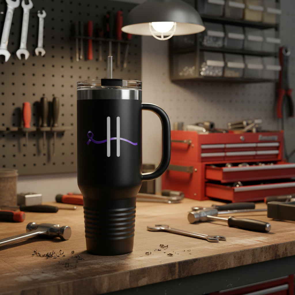 Pause | 40oz Insulated Travel Mug – Subtle Epilepsy Awareness