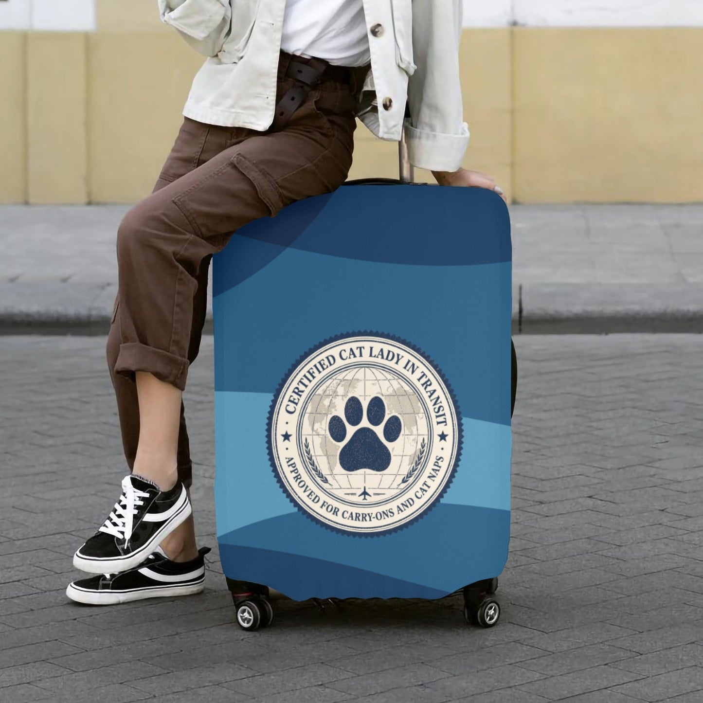 Certified Cat Lady in Transit – Luggage Cover (28"–30") (Extra Large)