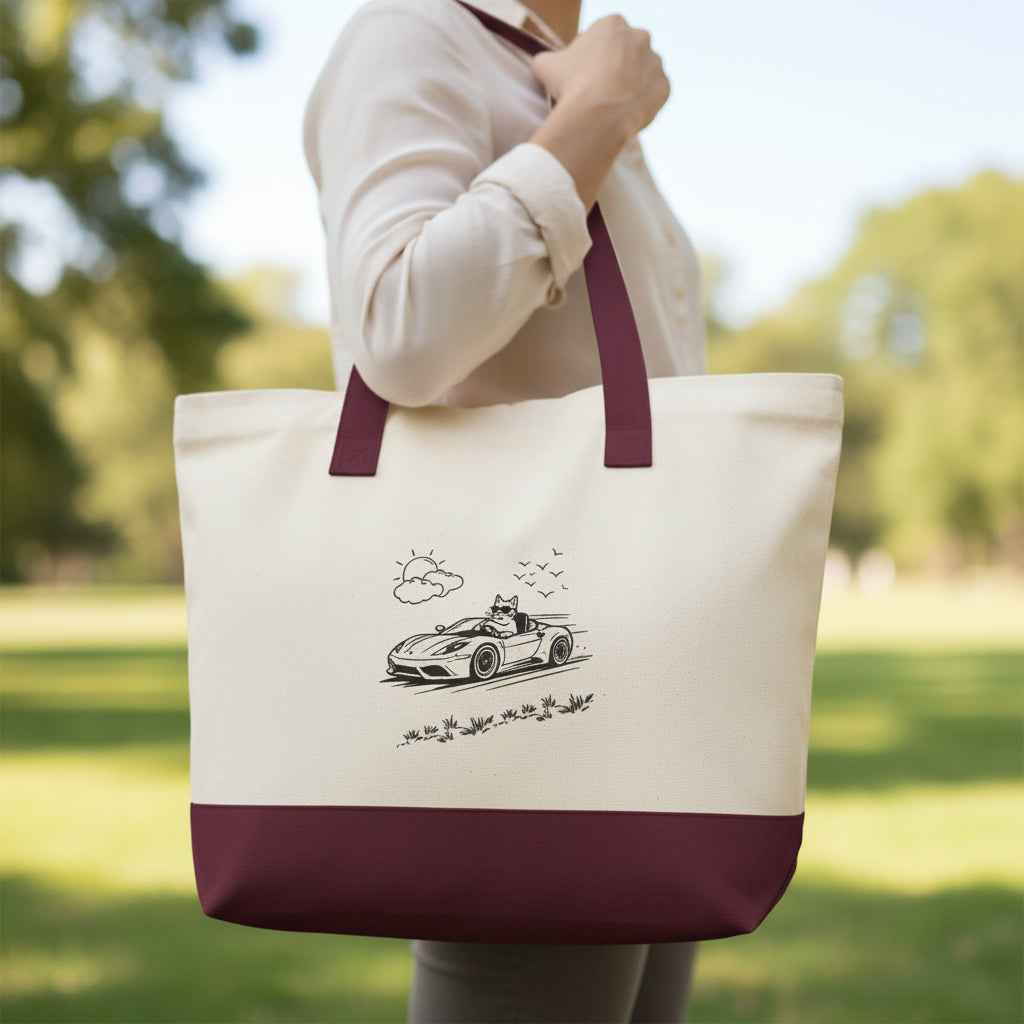 Wander Road Canvas Tote Bag – Heavyweight Zippered Cotton Market Tote