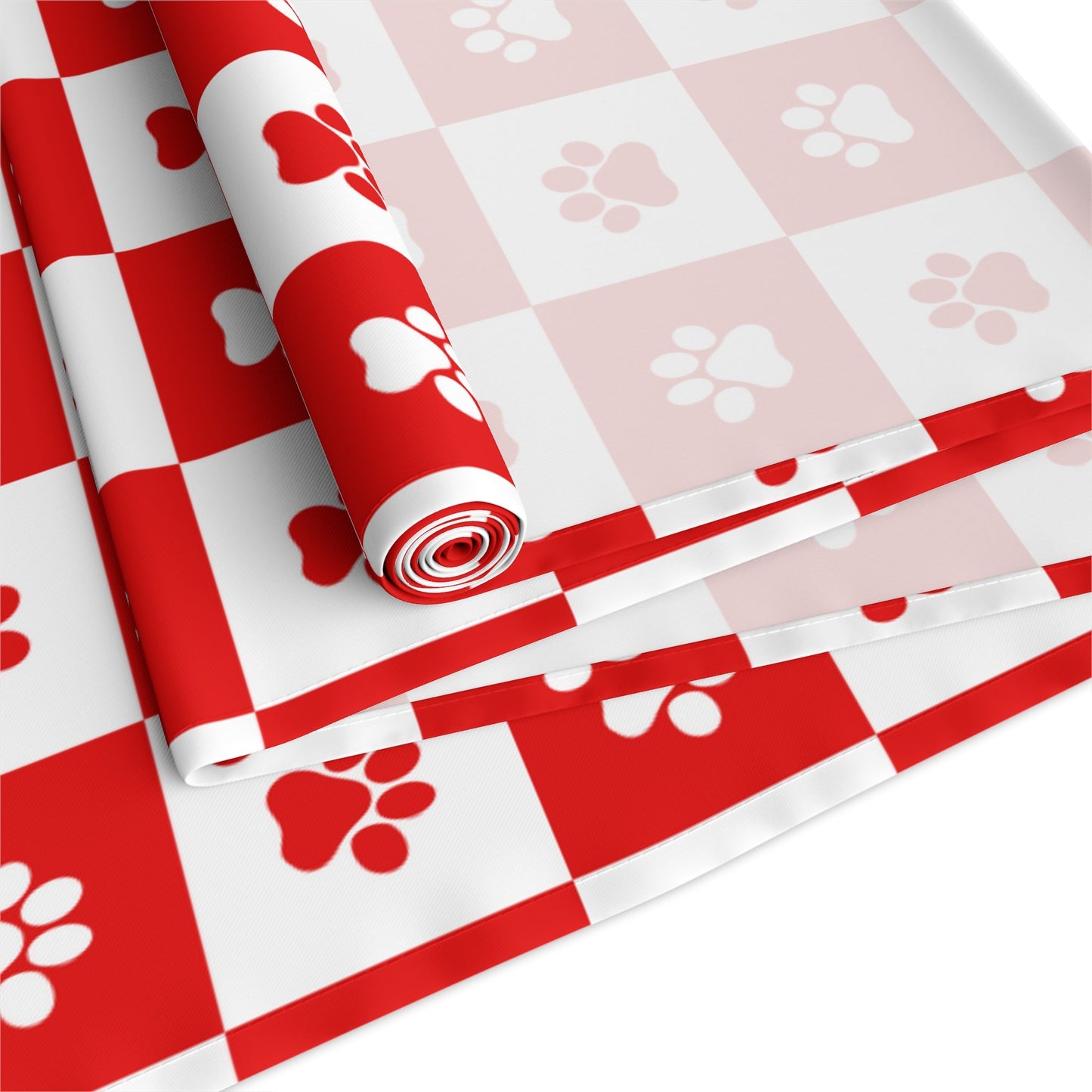 Red & White Paws Table Runner (Cotton, Poly)