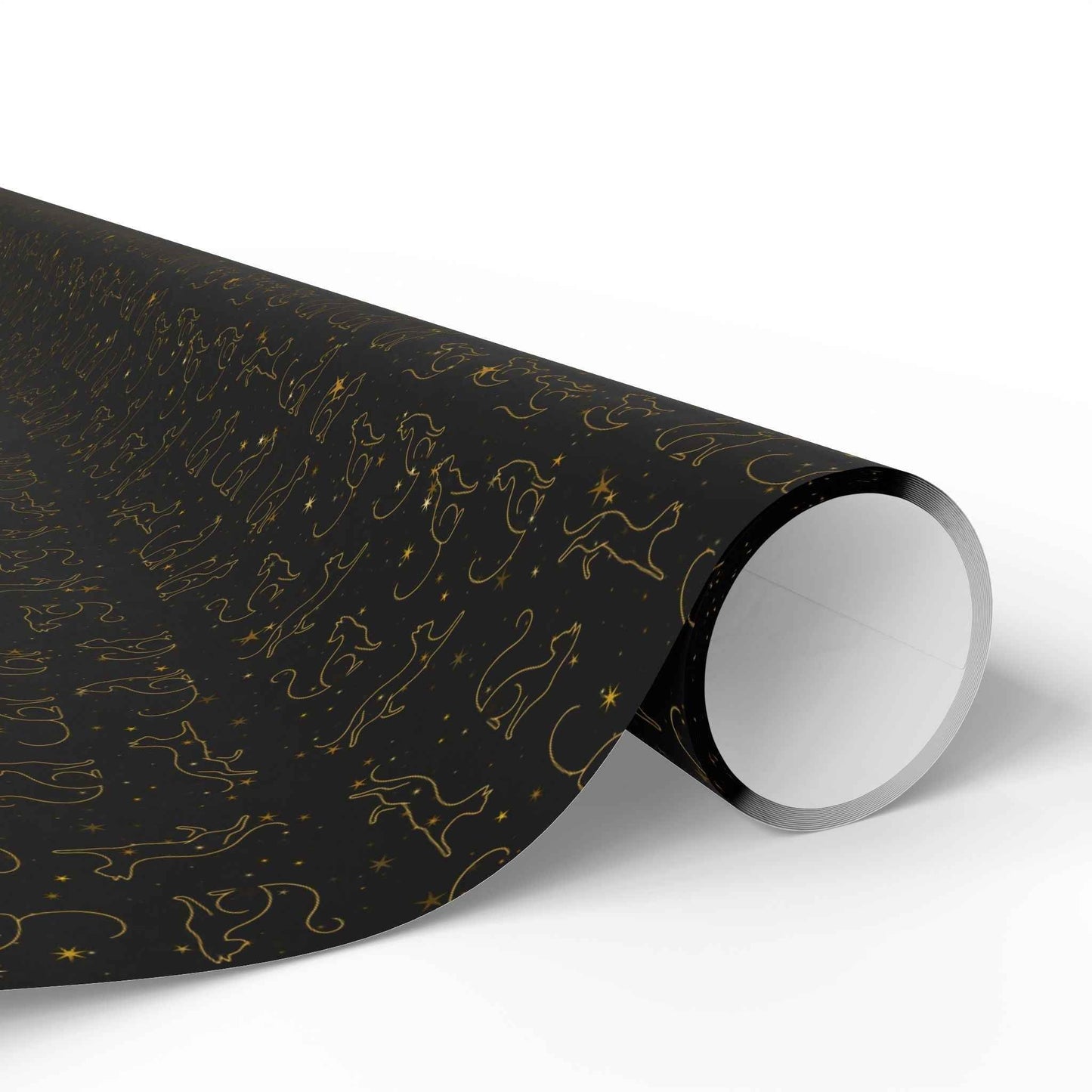 Gold Foil Line-Art Cats Gift Wrap – Elegant All-Purpose Wrapping Paper