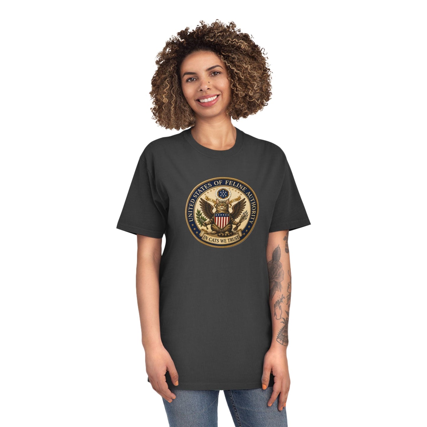 United States Of Feline Authority Vintage Seal Cat Tee