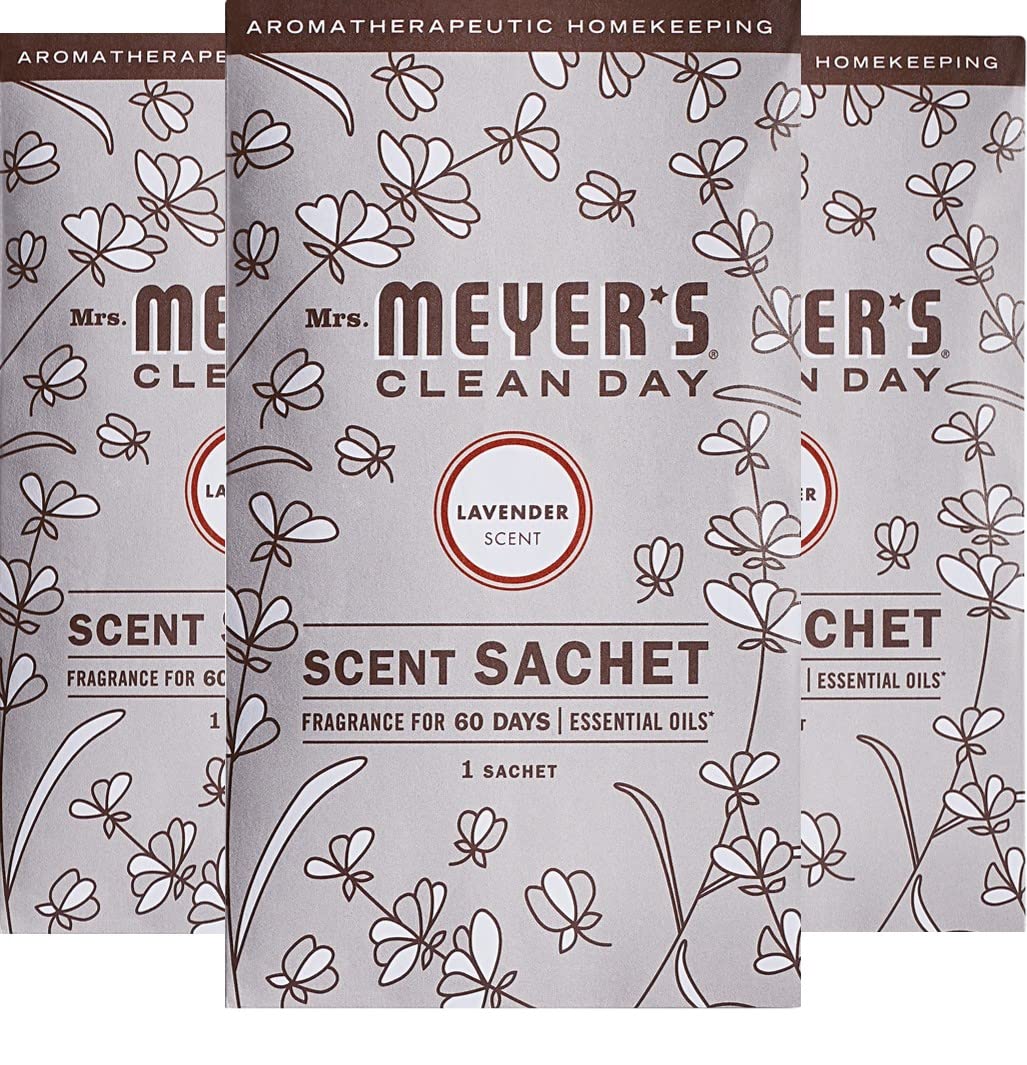 MRS. MEYERS CLEAN DAY Air Freshener Sachets Fragrance for your Locker Car Closet and Gym Bag Lavender Pack of 3