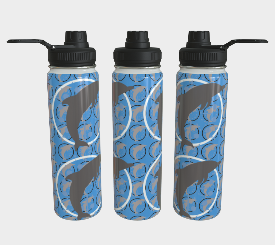 Blue Dancing Dolphins Steel Water Bottle