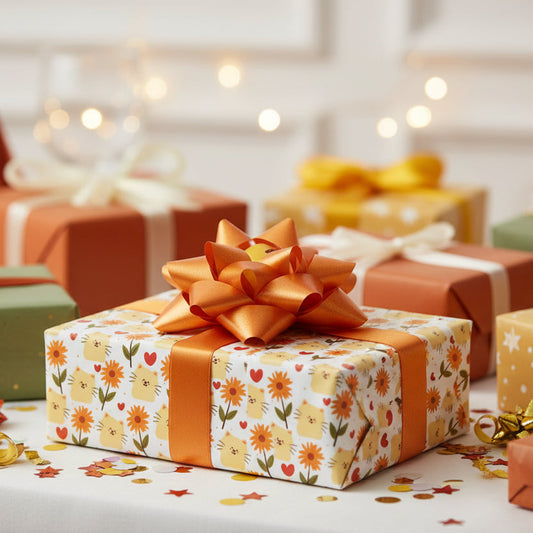 Flower Kitty Wrapping Paper – Cute Cat Gift Wrap