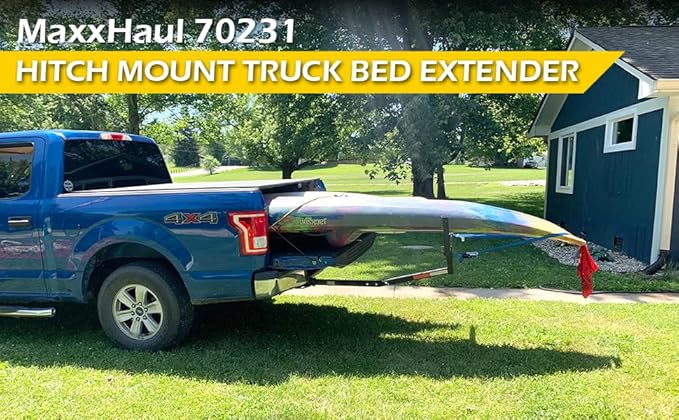 MaxxHaul 70231 Hitch Mount Pick Up Truck Bed Extender For Ladder, Rack, Canoe, Kayak, Long Pipes and Lumber) , Black , 37 x 19 x 3 inches