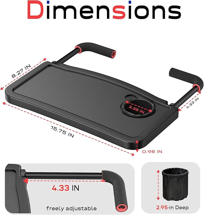 Steering Wheel Tray, Large Car Tray Table, Car Desk for Eating Drinks Work, Freely Adjustable & Universal Fit, Compatible with Tesla Ford Ram Chevrolet Silverado Toyota Tacoma GMC Sierra