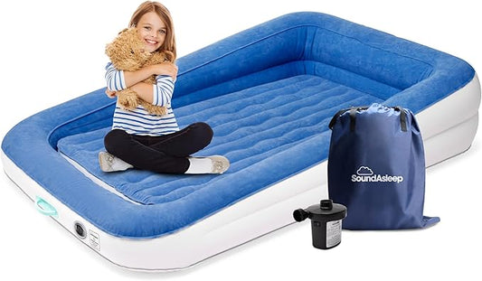 SoundAsleep Products Dream Series Kids Air Mattress Includes High Speed External Pump - Extra Tall Safety Bumpers - Portable, Toddler Blow up Bed for Kids