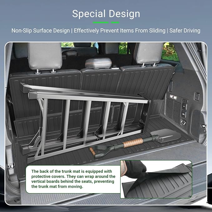 xipoqix Cargo Mat Backrest Mat Compatible with 2025 2026 Ford Expedition Lincoln Navigator TPE Cargo Liner Replacement for 2025 2026 Ford Expedition Accessories (Trunk Mat+Backrest Mats)