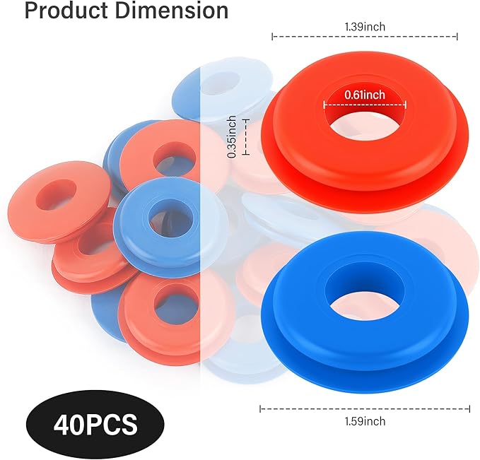 40PCS Glad Hand Seals for Glad Hand Air Hose,Rubber Gladhand Seals of Semi Truck Accessories,Air Lines for Semi Truck Car Accessories Compatible with Tramec Tectran Haldex (20PCS Red+20PCS Blue)
