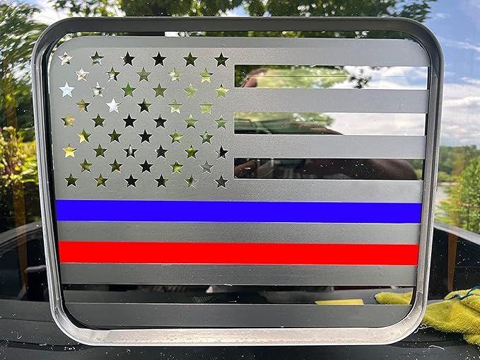 Xinghe for Ford F150 F250 F350 2015-2025 2026, Rear Middle Window American Flag Decals, Matte Black USA Flag Decal for Truck Back Window, for Ford Raptor 2015-2025 Accessories