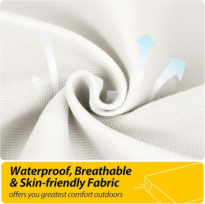 AAAAAcessories Outdoor Seat Cushions for Chairs, Waterproof, Fade-Resistant, 19" x 19" x 3", Patio Furniture Replacement Cushions, Set of 2, Creamy White