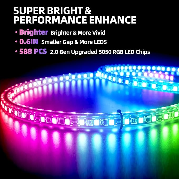 Tavaray 4PCS 14" Double Sided RGB LED Wheel Ring Lights with APP & Remote Control, 178+DIY Dynamic Modes w/Turn Signal Braking and Reverse Function Wheel Lights for Trucks Pickups Cars Offroad