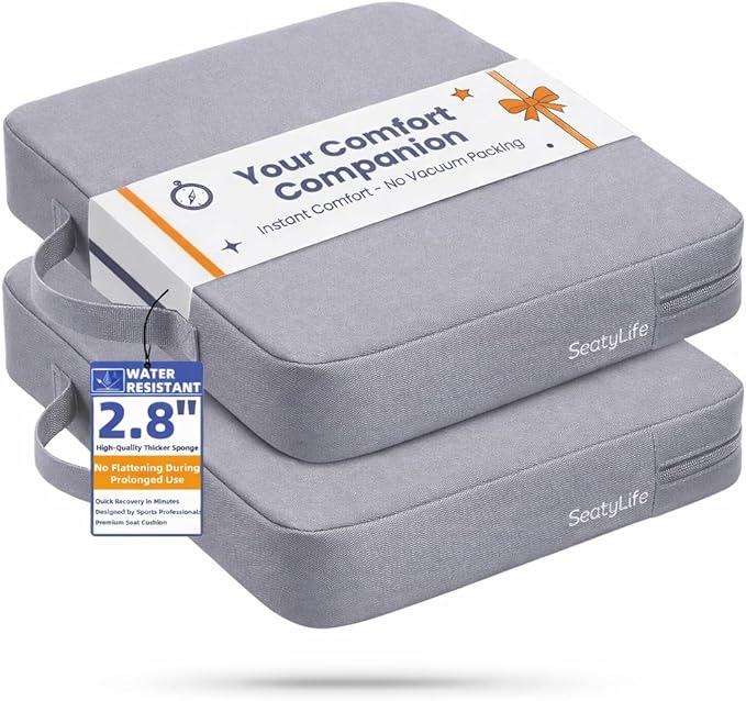 Premium Stadium Seat Cushions for Bleachers – Extra Thick for Long Sitting Hours, Waterproof 2-Pack Bleacher Cushions, Portable, Lightweight Stadium Seat Pads, Suitable for Outdoor Use (Grey)