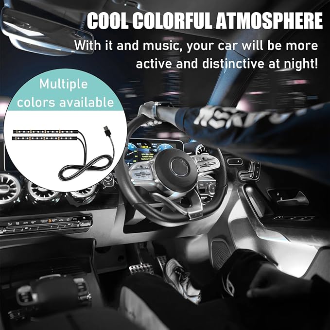 Yourkar Car LED Strip Light, 24 LED Auto Interior Under Dash Atmosphere Lights with USB Port, Vehicle Decor Lamp Ambient Night Light Strip Lighting Kit, Universal Car Accessories (White)