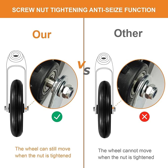 4Pcs 8 Inch Solid Replacement Wheels - Environmentally Friendly Rubber Material, Wear-Resistant PU Tires, Anti-Slip, and Durable ABS Wheel Hub - Easy to Install (4 Pcs)