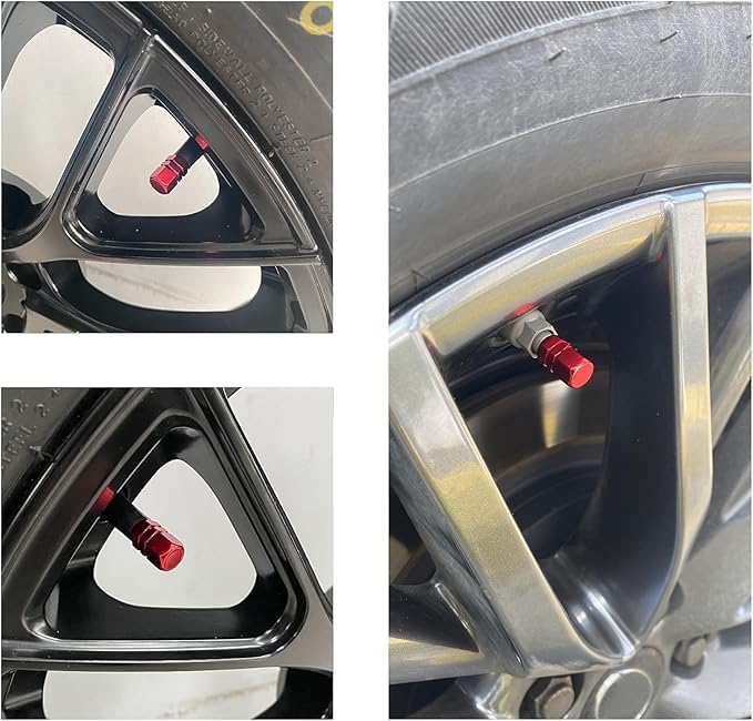 JUSTTOP Car Tire Valve Stem Caps, 12pcs Air Caps Cover, Universal for Cars, SUVs, Bike, Trucks and Motorcycles-Red