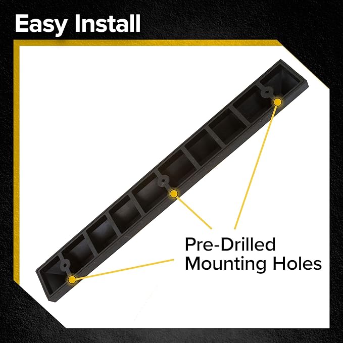 Guardian 4' Parking Stopper for Garage, Rubber Curb, Mounting Holes