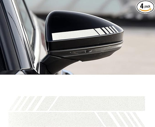 SINGARO Car Rear View Mirror Stickers Decor Car Body Sticker Vinyl 4pcs (Sliver)