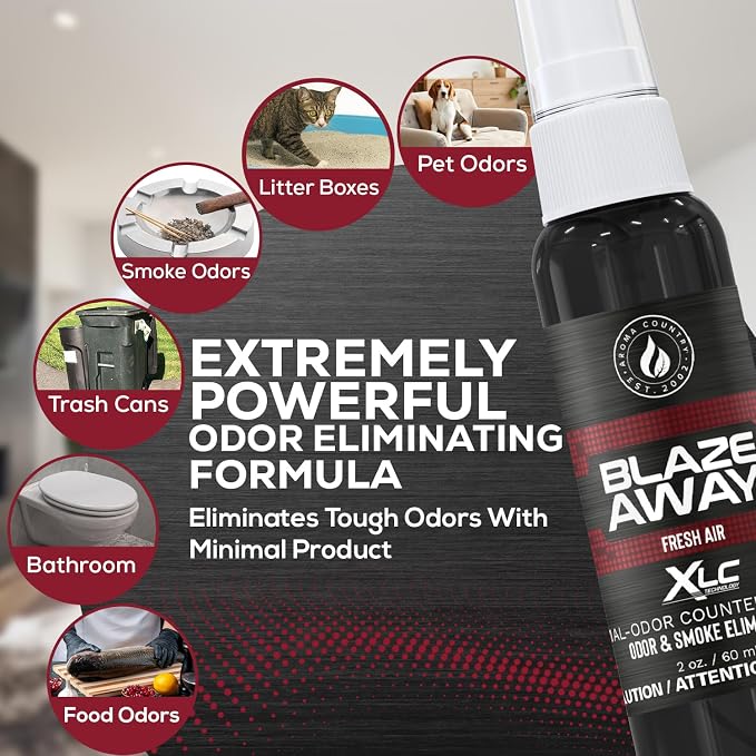 Blaze Away Commercial Air Freshener & Odor Eliminator for Strong Odor - Industrial-Grade Room Spray & Room Deodorizer for Home, Car, Smoke & Pet Odors - Long-Lasting Odor Absorber, Room Fresheners