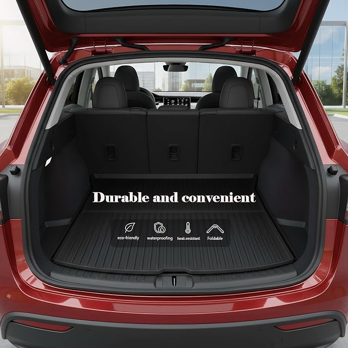 Storage Mats and Cargo Liners Compatible with 2025 2026 New Model Y Juniper, All Weather Rear Cargo Trunk Tray Floor Mat Custom Fit 3D Tech Waterproof Durable TPO Accessories