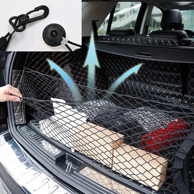 Car Rear Cargo Net with Good Elasticity&Tensile Strength Trunk Organizer for SUV Truck,Ideal Keeps Overlanding Accessories,Car Camping Accessories (M(35.43''x15.74''))