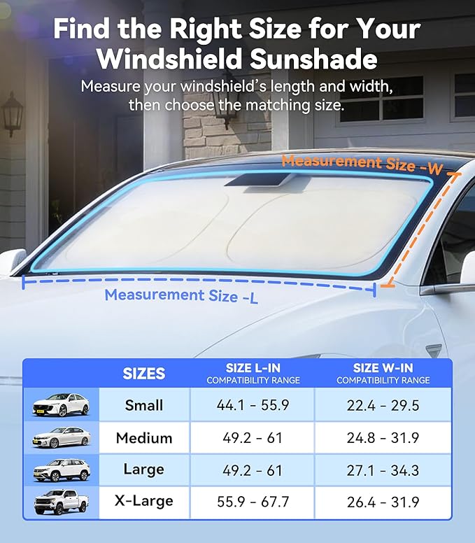 Nmoiss Ice Silk Air-Cooled Car Windshield Sun Shade, [Enjoy Superior Coolness & Comfort] 84.2% Heat Insulation UPF>50 UV Block Interior Protection, Universal Fit for Car SUV Truck, Medium 64"x32"