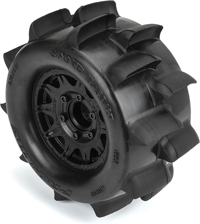 Pro-Line Racing Sand Paw HP Belted 2.8" Sand Truck Tires Mounted on Raid Black 6x30 Removable Hex 12mm & 14mm Wheels 2 PRO1024910