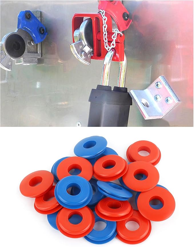 40PCS Glad Hand Seals for Glad Hand Air Hose,Rubber Gladhand Seals of Semi Truck Accessories,Air Lines for Semi Truck Car Accessories Compatible with Tramec Tectran Haldex (20PCS Red+20PCS Blue)