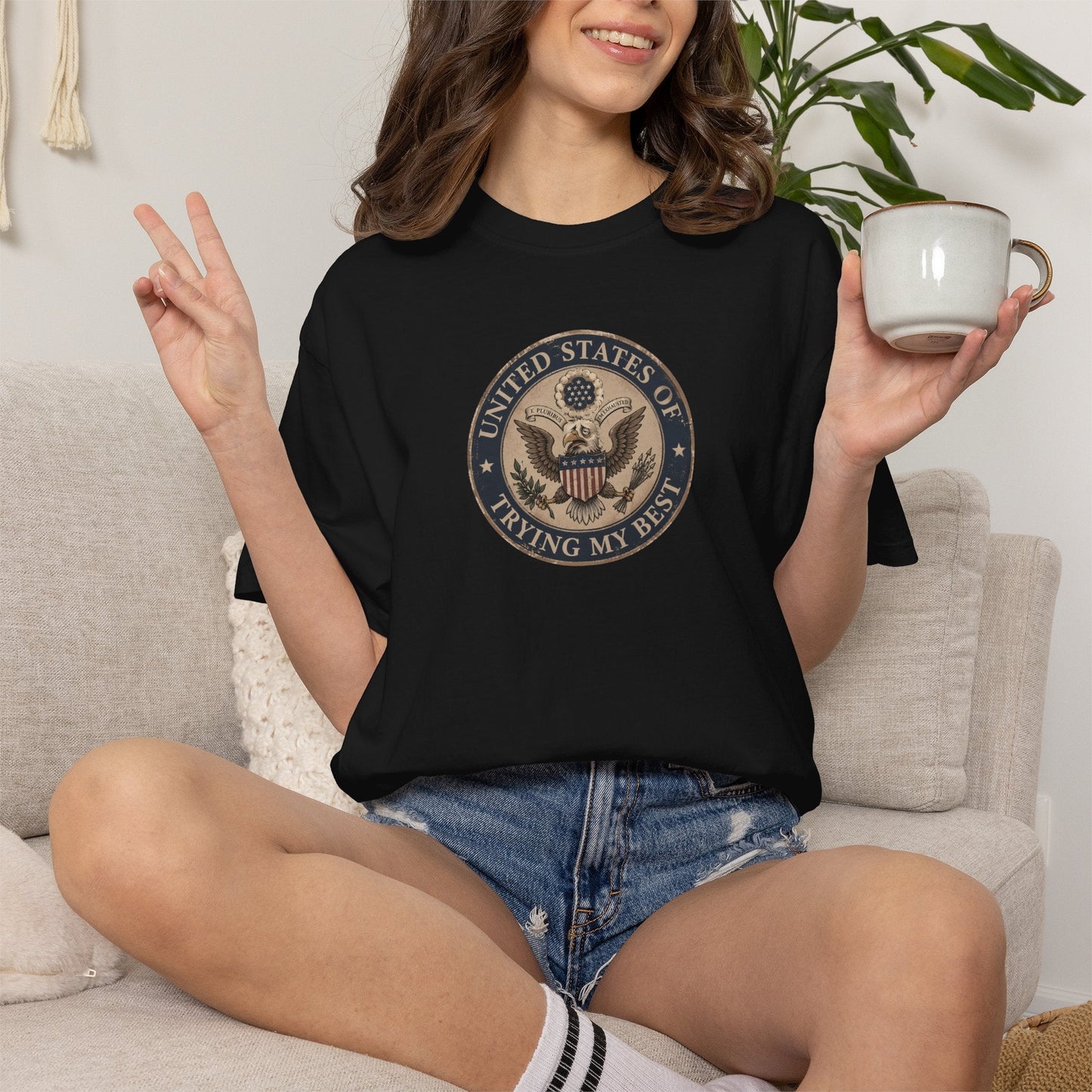 United States of Trying My Best Garment-Dyed T-Shirt