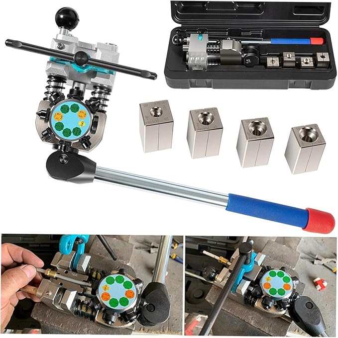 Professional Brake Line Flaring Tool Kit – 45° Single, Double & Bubble Flare Maker for 3/16", 1/4", 5/16", 3/8" Tubing | Universal Brake Repair & Fuel Line Flaring Tool for DIY & Mechanics