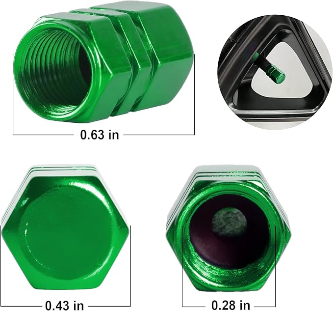 JUSTTOP Car Tire Valve Stem Caps, 12pcs Air Caps Cover, Universal for Cars, SUVs, Bike, Trucks and Motorcycles-Green