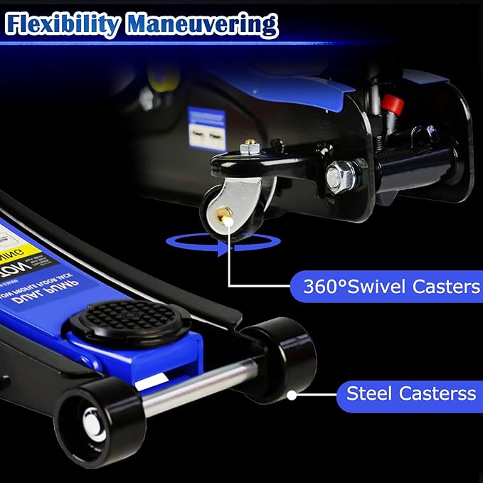 2 Ton Low Profile Floor Jack, Professional Trolley Hydraulic Jack, Heavy Duty Steel Racing Floor Jack with Single Piston Quick Lift Pump, 2Ton (4,000 lb) Capacity, Lift Range 3.3"-15.2"
