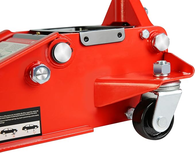 Pro Steel 3 Ton Low Profile Racing Floor Jack - Dual Pistons Quick Lift Pump, Red Heavy Duty Hydraulic Jack, 3.3"-18.5" Lift Range, 6600 lb Capacity