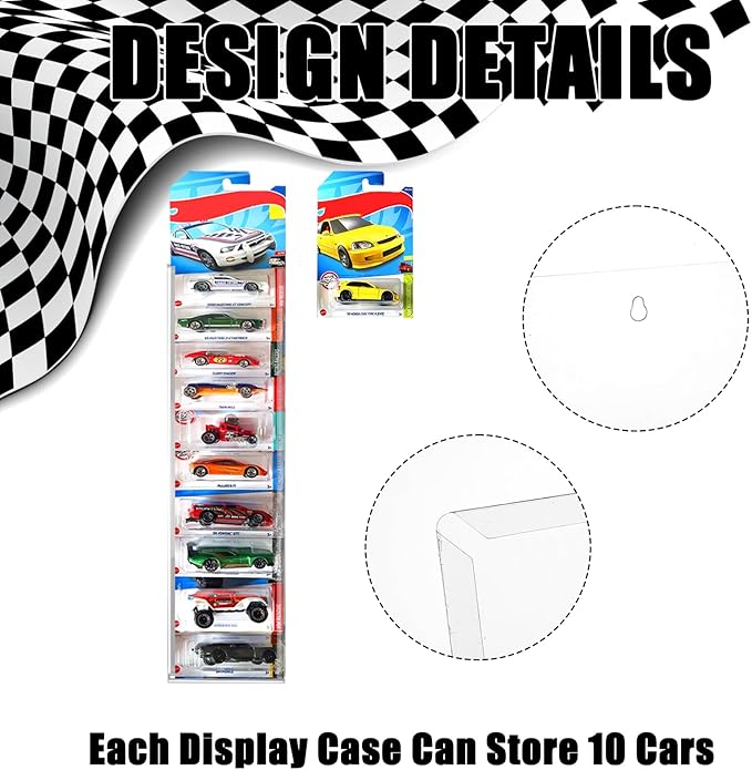 24 Pcs Clear Display Case for Packaged Model Cars,Model Car Display Cases Wall Mount-Holds up to 240 Cars,Toy Car Storage Organizer Compatible with Hot Wheels,Clear Model Car Display Case