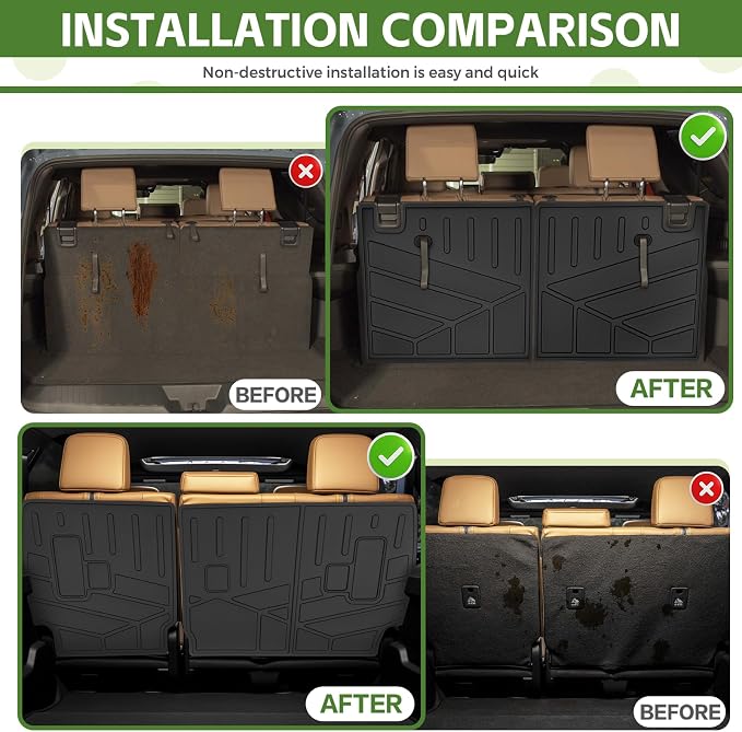 2nd&3rd Row Seat Back Mat for 2025 2026 Toyota 4Runner 7 Seats Gas, Kick Mats Rear Backrest Cover All Weather TPE Protector Cargo Liner Accessories(Not for Hybrid EV/i-Force MAX)