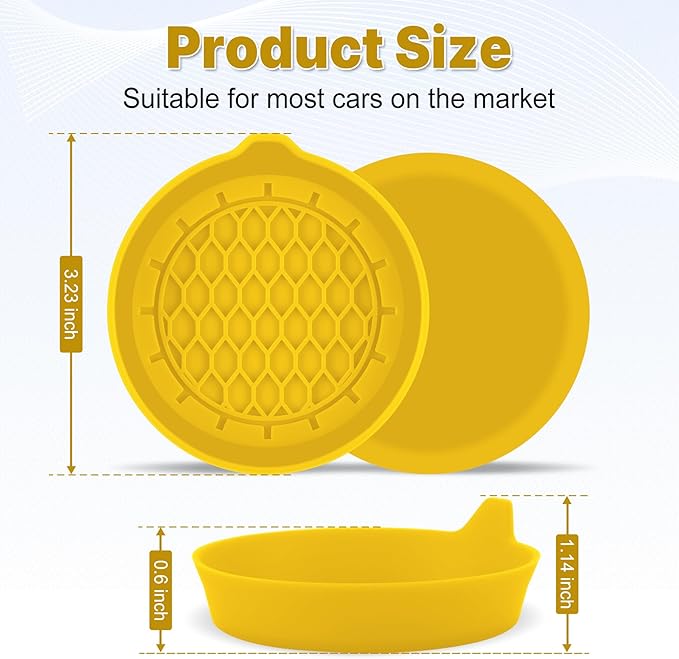 SINGARO Car Cup Holder Coaster, Silicone Cup Holder Insert, Universal Non-Slip Cup Holders, Car Accessories Interior for Women and Man 4 Pack Yellow