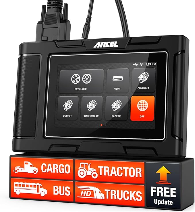 ANCEL HD3400 Pro Heavy Duty Truck Scanner | DPF Regeneration, Lifetime Free Update, Compatible with Commercial Vehicles with Cummins, Paccar, Caterpillar, Detroit, Volvo, Mack, International Engines