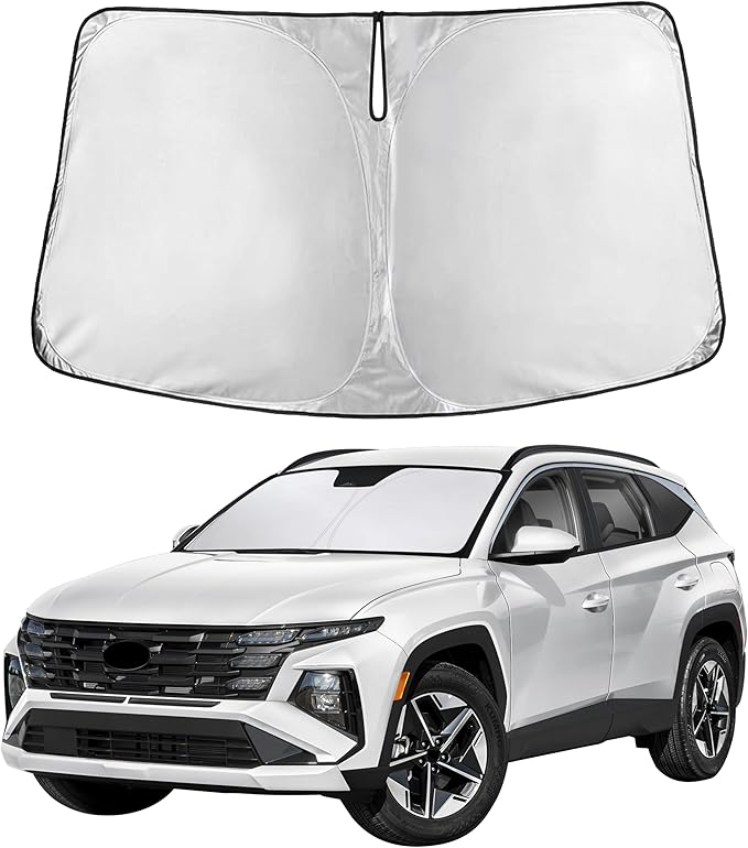 Autovir Windshield Sun Shade Fit for 2022-2024 2025 2026 Hyundai Tucson Sun Shade, Front Window Sun Visor, UV Protection, Heat Blocker, Foldable Car Accessories