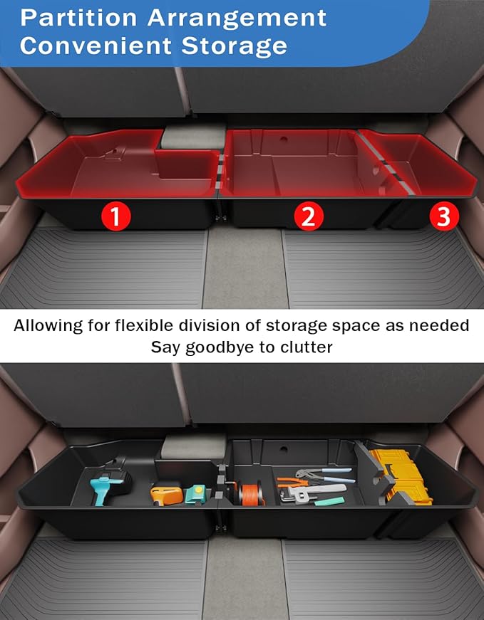 FengYu Under Seat Storage Box Compatible with 2019-2026 Chevy Chevrolet Silverado 1500/GMC Sierra 1500, 2020-2026 Silverado/Sierra 2500HD/3500HD Double Cab & Crew Rear Underseat Organizer Accessories