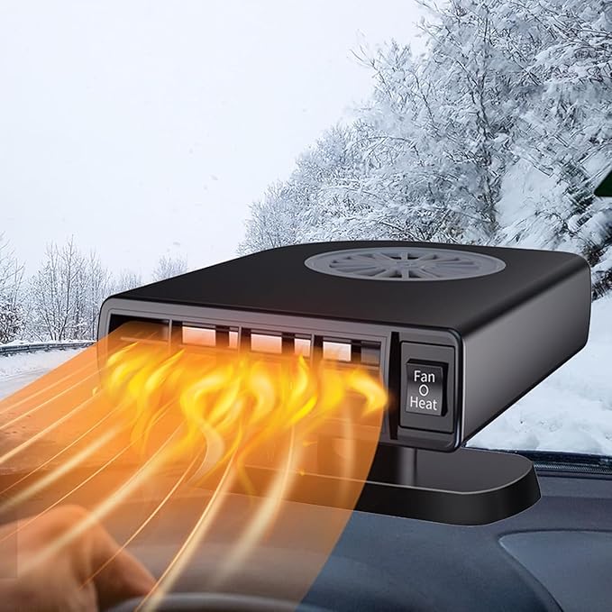 Portable Car Heater Fan, Car Defroster Defogger Heater, 2 in 1 Heating and Cooling Anti-Fog, 360 °Rotatable Windshield Demister Defroster Plug in Cigarette Lighter 12V 150W