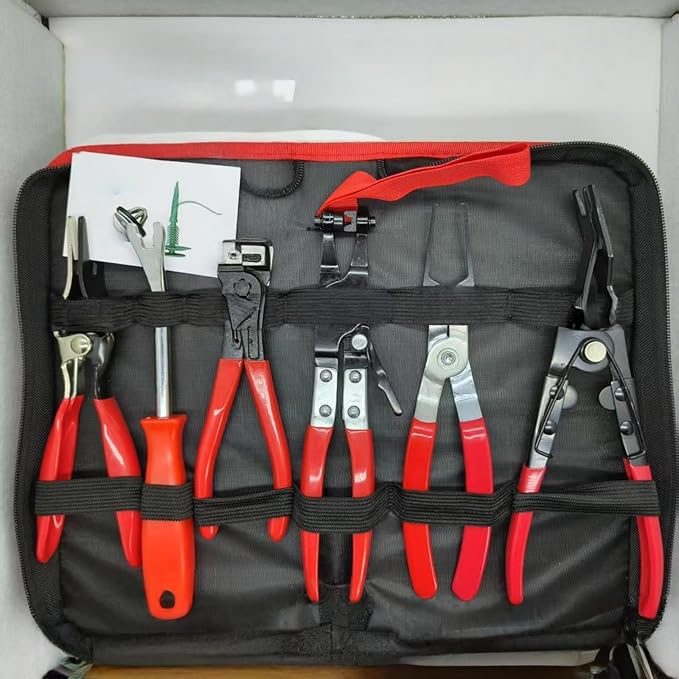 Professional Hose Clamp Kit 6Pcs, Fuel Line Pliers Set, Includes Disconnecting Pliers, Crimping Plier, Cutting Plier, And Wire Strippers for Tackle Wiring, Electrical Repairs, Auto Maintenance (6)