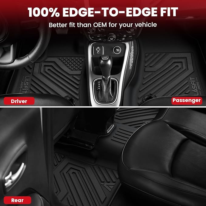 LASFIT Floor Mats Set for Jeep Grand Cherokee 2015 2014 2013, All Weather TPE Custom Fit Car Mats Floor Liners Seatback Cargo Liner Cargo Mat Black