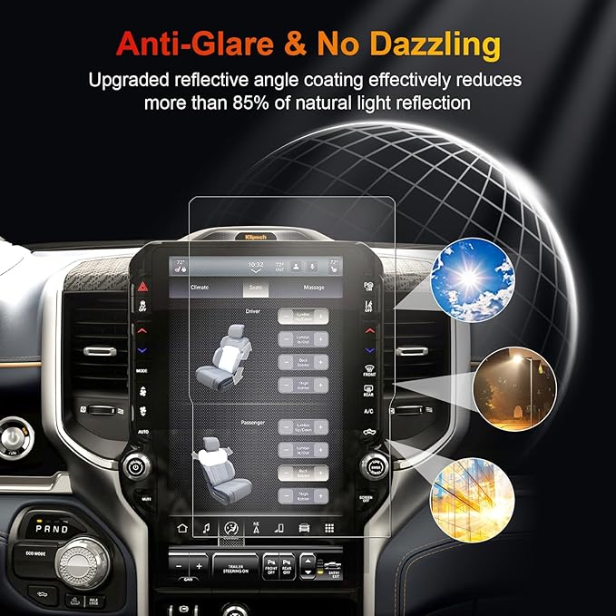 2025 Ram 1500 Tungsten Screen Protector for 2025 2026 Dodge Ram 1500 Tungsten Uconnect 5 Nav 14.4-In Display for Ram Truck Accessories 9H Anti Glare Tempered Glass Film (2025 Ram 14.4-In Matte)