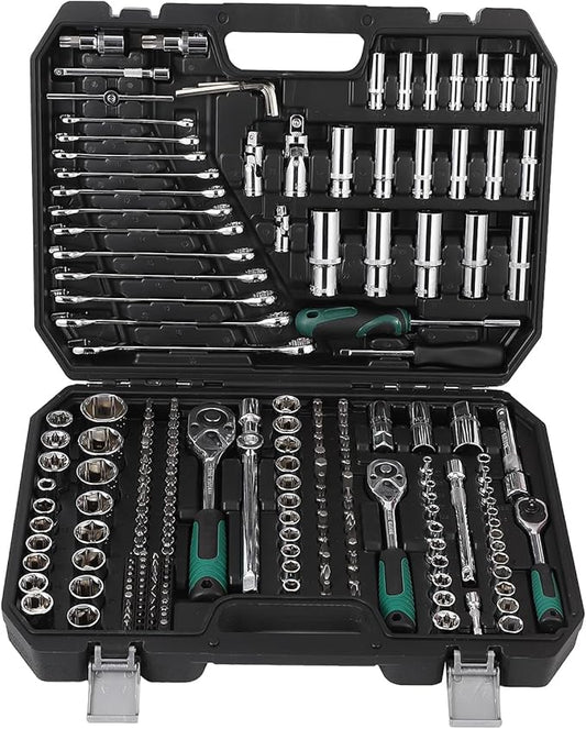 IDEALHOUSE 216 PCS Mechanic Tool Set with Case,Socket Wrench Set,1/4" 3/8" 1/2" Drive Socket Kit,72-Tooth Quick Release Ratchet, Specialty Tools for Home Automotive Repair