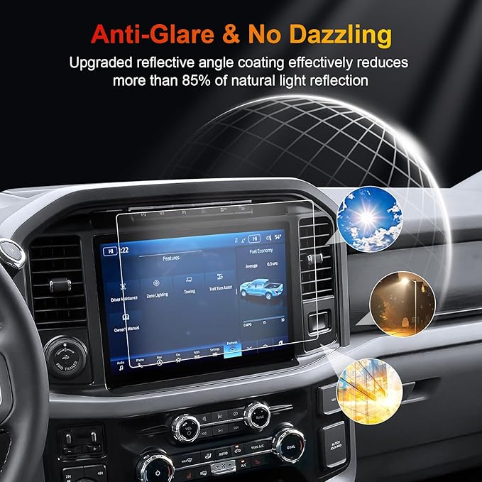 F150 Matte Screen Protector for 2021-2026 Ford F-150 Lightning/F150 SYNC 4 12-Inch F-150 Pickup Truck Accessories 9H Anti-Fingerprint & Glare Tempered Glass Protective Film