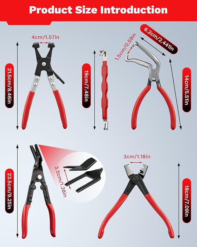 Saker Electrical Disconnect Pliers Electrical Connector Removal Tool – 5PCS Automotive Hose Clamp Tool Set for DIY Car Owners, Safe Electrical Connector Removal, Tight Engine Bay Repair & Maintenance