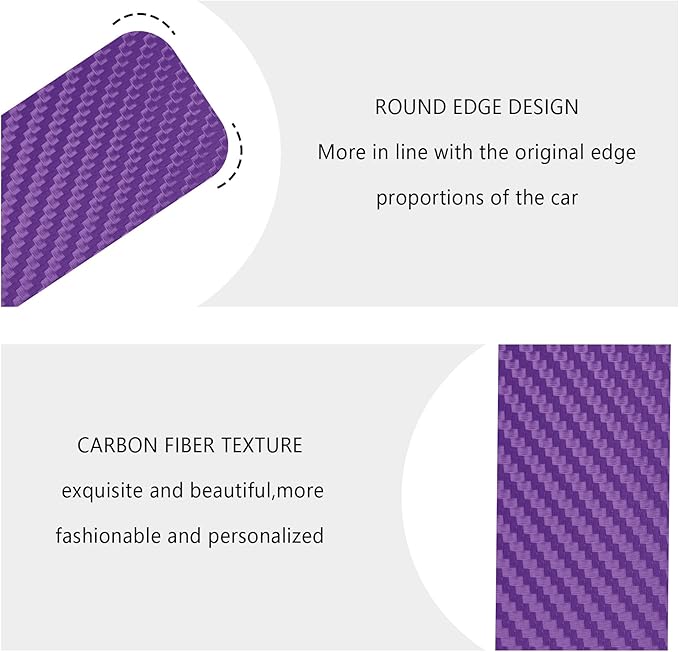 4PCS Car Door Sill Protector with Scraper,Carbon Fiber Car Door Protector Edge Guards for Front Rear Door Sills,Universal Anti-Scratch Car Door Threshold Strips (Purple)