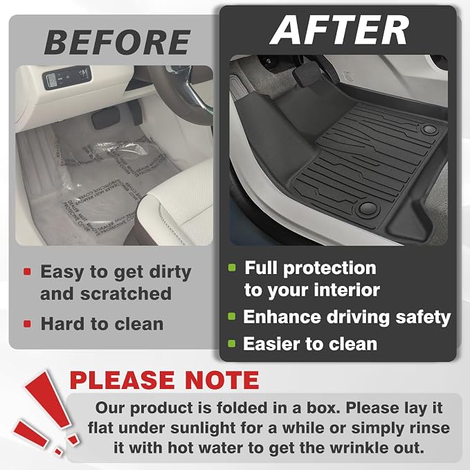 TripleAliners Floor Mats Compatible with 2024-2026 GMC Acadia/Chevy Traverse (2nd Row Captain's Chairs)/2025-2026 Buick Enclave | 7-Seat Only | All Weather TPE Custom Fit Full Set Floor Liners